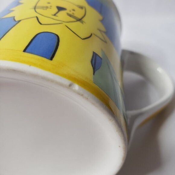 Lion in Jungle Mug Kids Ceramic Yellow Green Blue Fun Playful - Picture 7 of 9